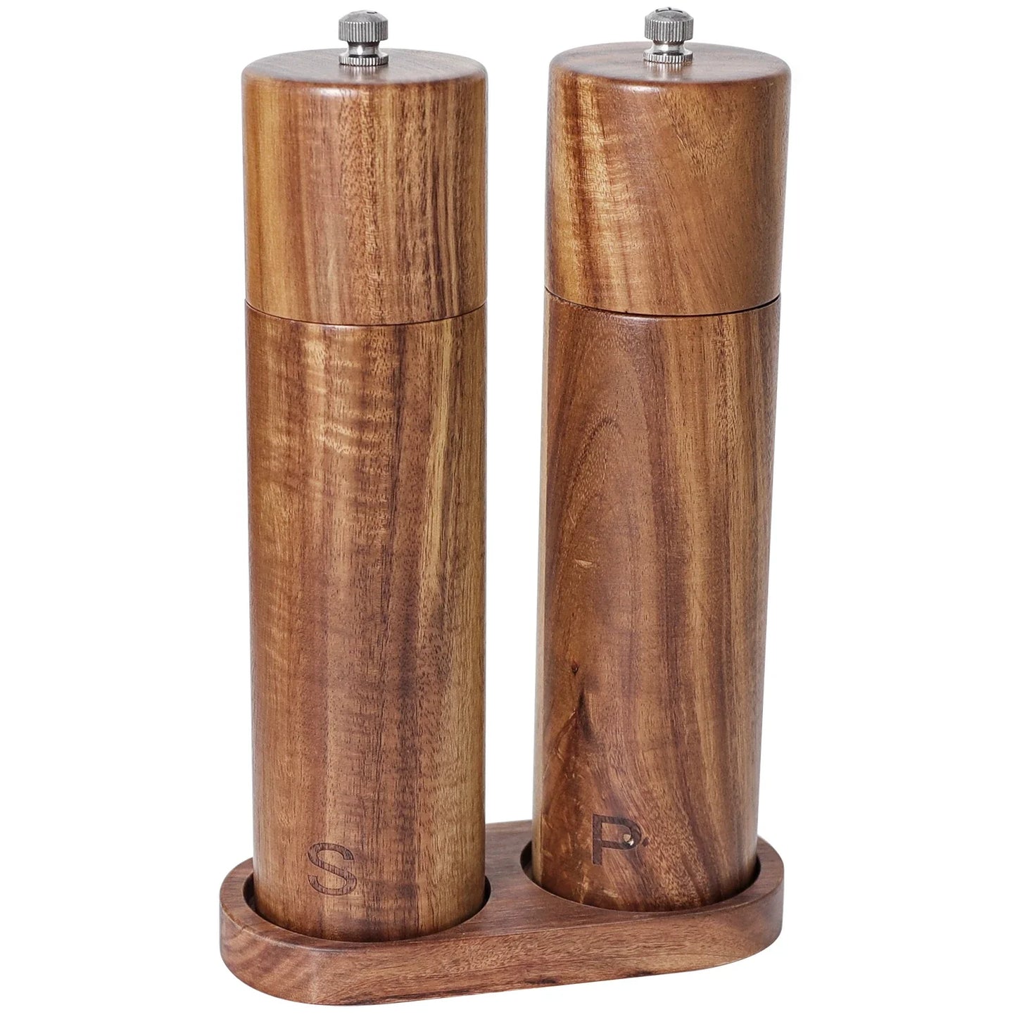 Marella Duo | Salz- & Pfeffermühlen-Set aus Holz mit passender Ablageschale