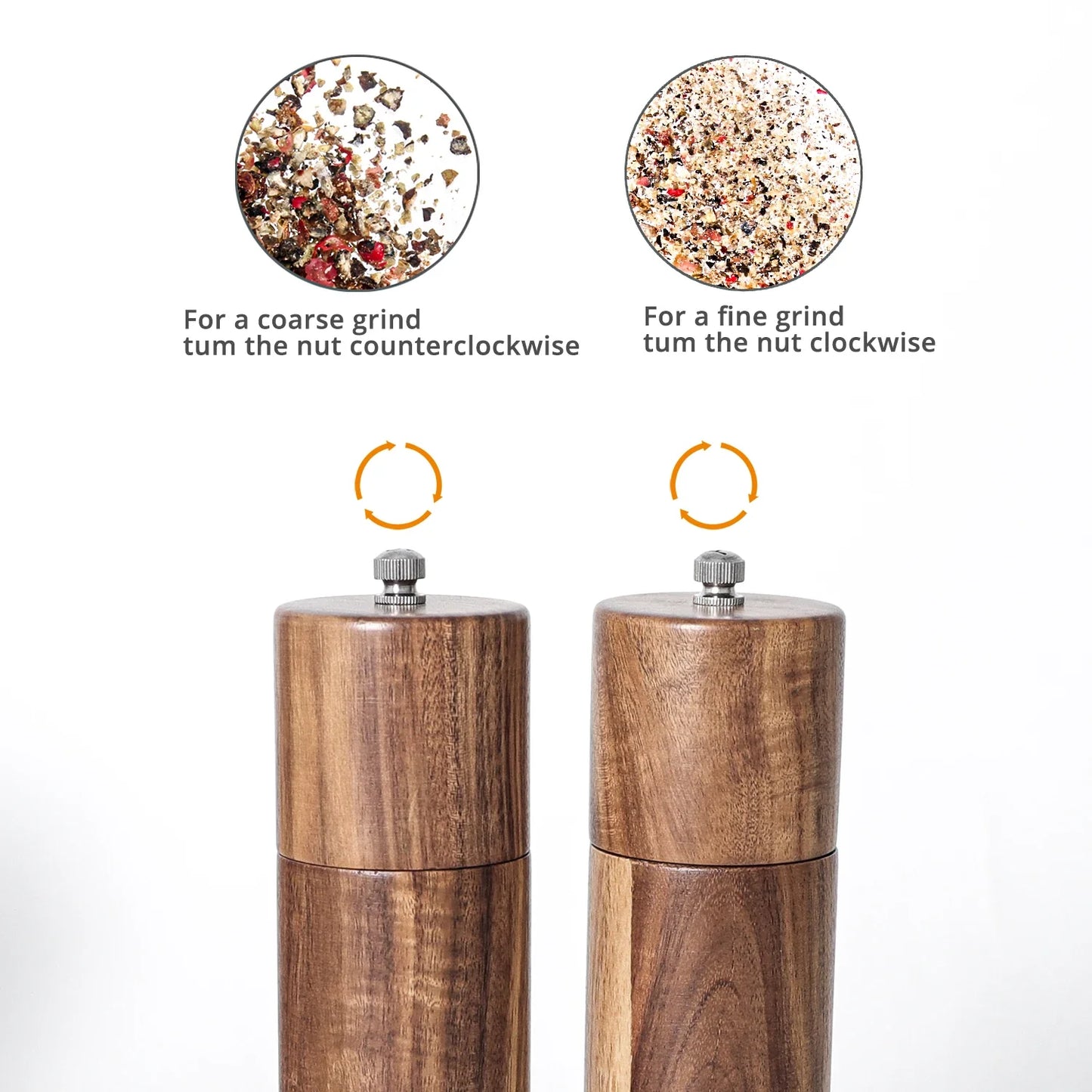 Marella Duo | Salz- & Pfeffermühlen-Set aus Holz mit passender Ablageschale