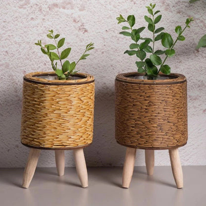 Liora Puck | Naturfarbener Pflanztopf aus leichtem Kunststoff für drinnen & draußen