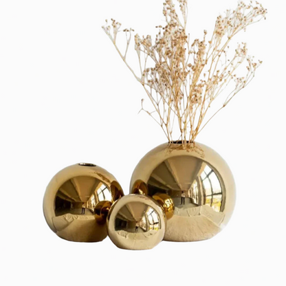 Lunara Lynn | Gouden keramische vaas voor bloemen en hydrocultuur