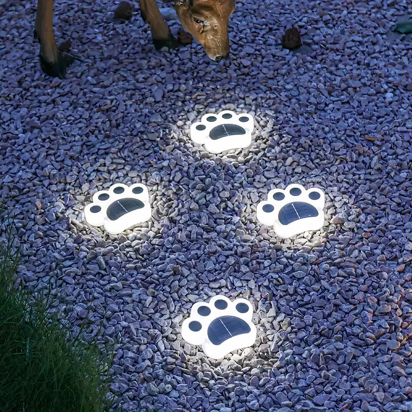 Solvi Paw | Solarbetriebene LED-Gartenlichter in Pfotenform mit Erdspieß