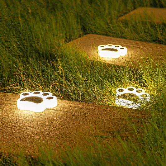 Solvi Paw | Op zonne-energie werkende pootvormige LED-tuinverlichting met grondpen