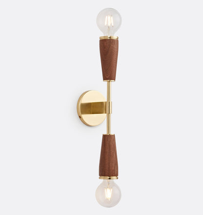 Zweiflammige glazen wandlamp – elegant retrodesign met metaal & E27-fitting