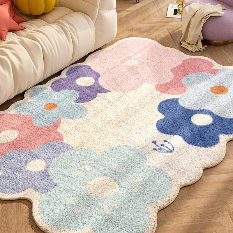 BloomHaven | Floraler Teppich für Zuhause | Weicher Wildblumen-Teppich im natürlichen Design