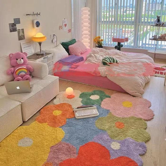 BloomHaven | Floraler Teppich für Zuhause | Weicher Wildblumen-Teppich im natürlichen Design