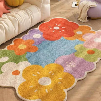 BloomHaven | Floraler Teppich für Zuhause | Weicher Wildblumen-Teppich im natürlichen Design