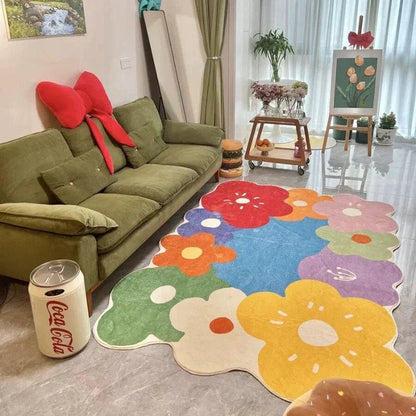 BloomHaven | Floraler Teppich für Zuhause | Weicher Wildblumen-Teppich im natürlichen Design