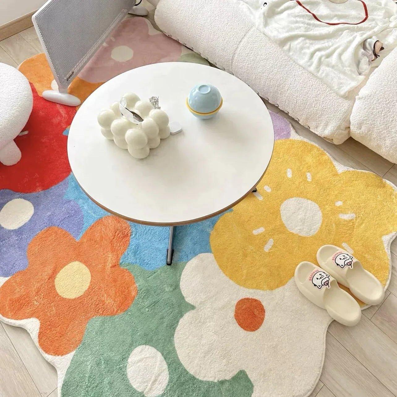 BloomHaven | Floraler Teppich für Zuhause | Weicher Wildblumen-Teppich im natürlichen Design