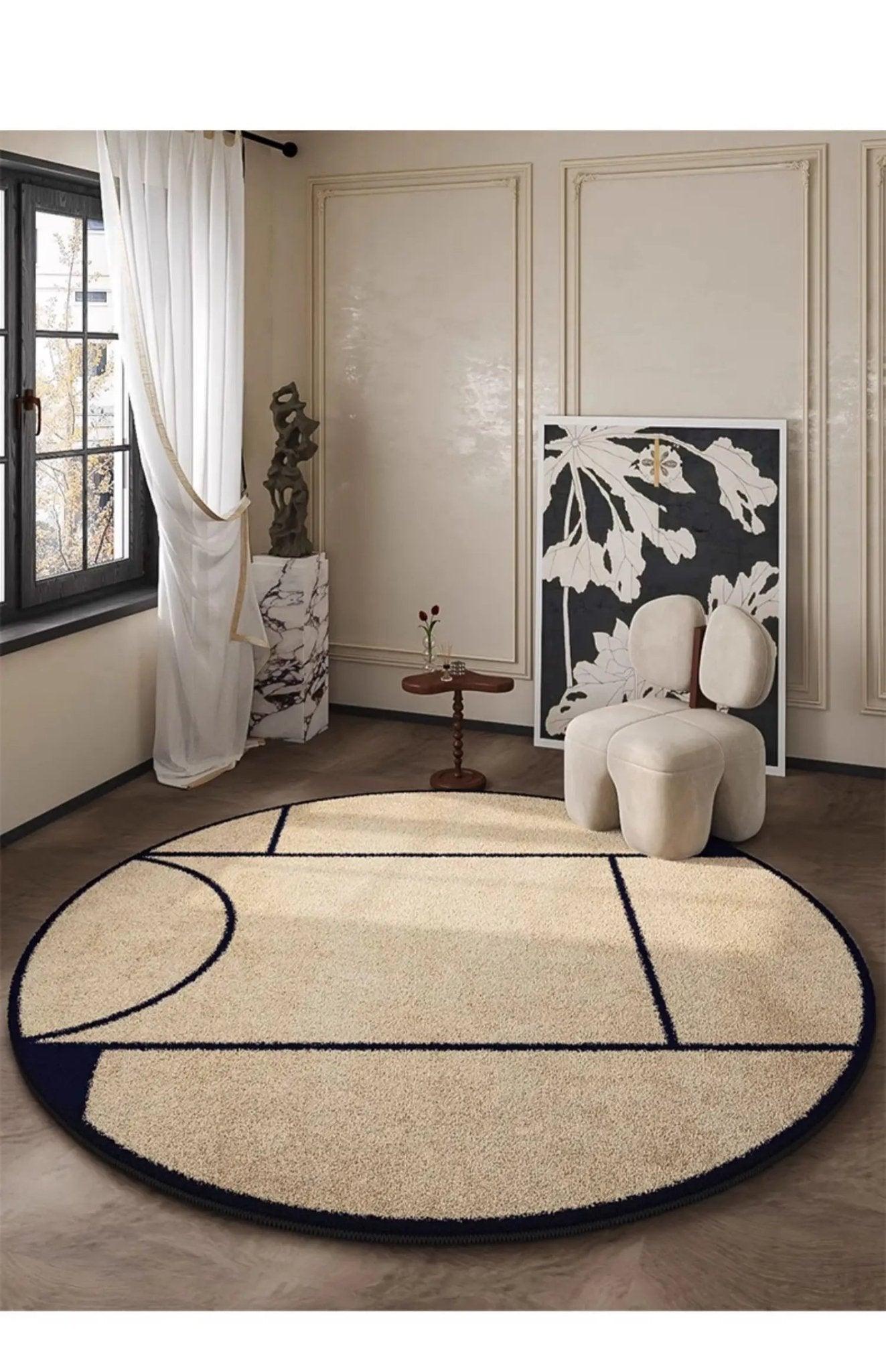 LunaWeave | Runder Teppich für Zuhause | Luxuriöser Teppich im französischen Stil – weich, elegant & pflegeleicht