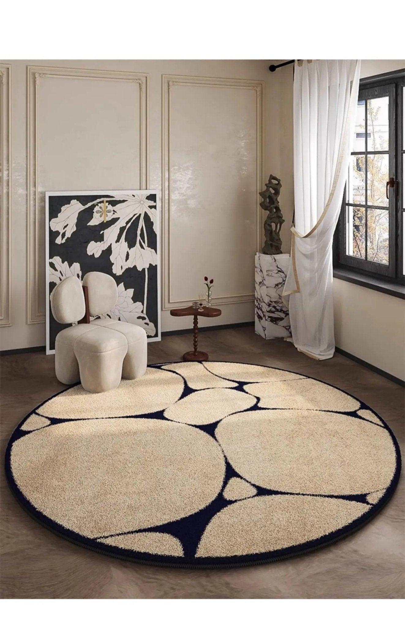 LunaWeave | Runder Teppich für Zuhause | Luxuriöser Teppich im französischen Stil – weich, elegant & pflegeleicht