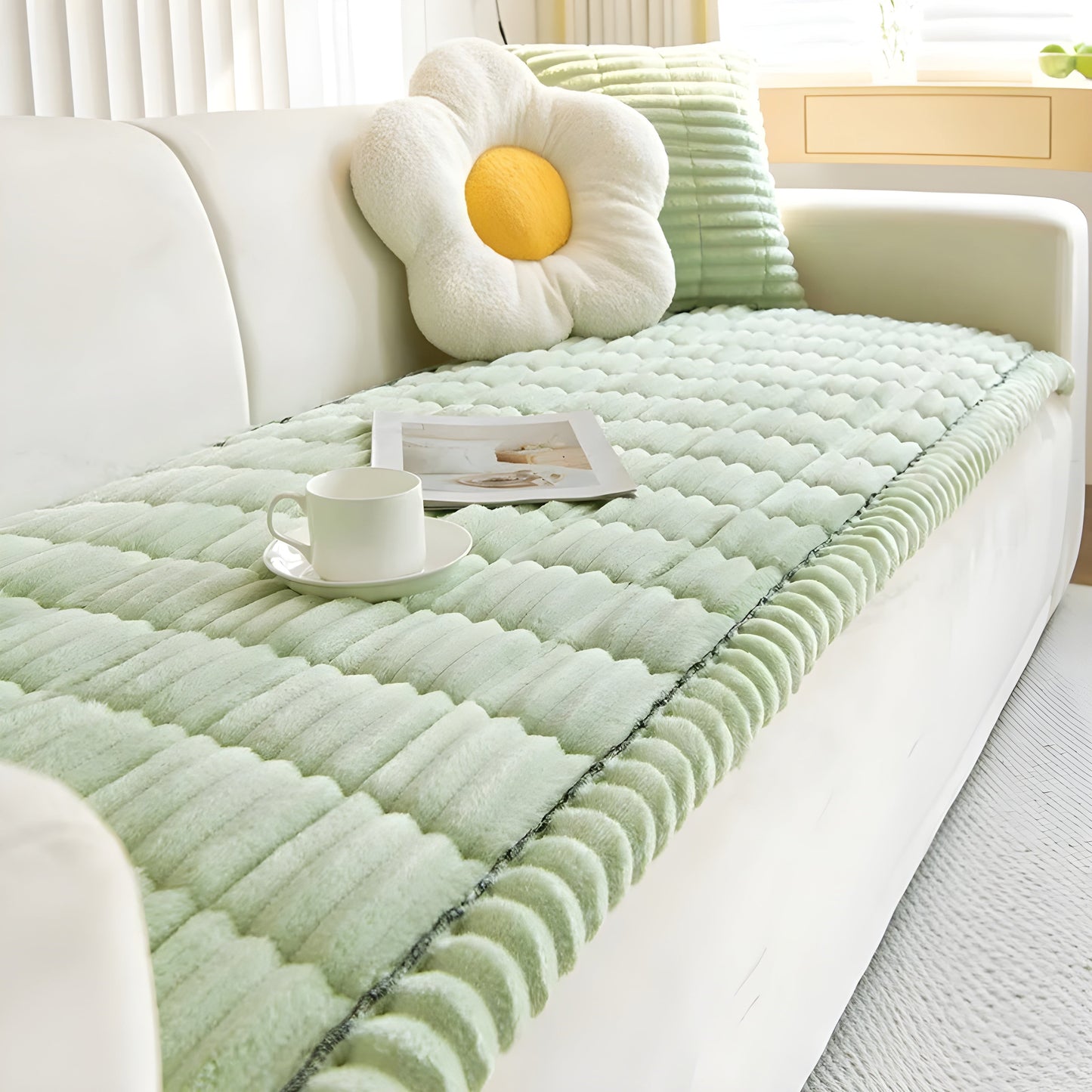 RibCover Classic | Rutschfester Sofaschoner aus Strukturstoff