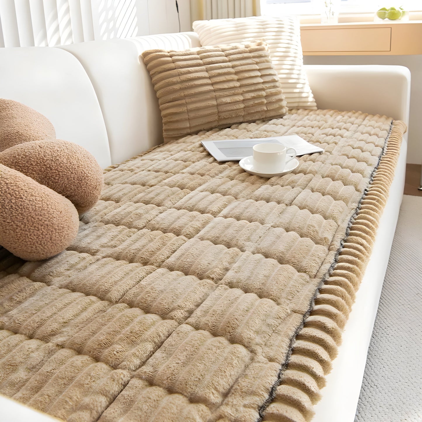 RibCover Classic | Rutschfester Sofaschoner aus Strukturstoff