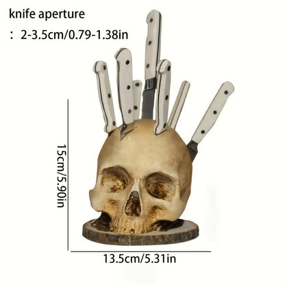 Nocturnis Blade | Messerhalter im handgefertigten Totenkopf-Design für 7 Messer