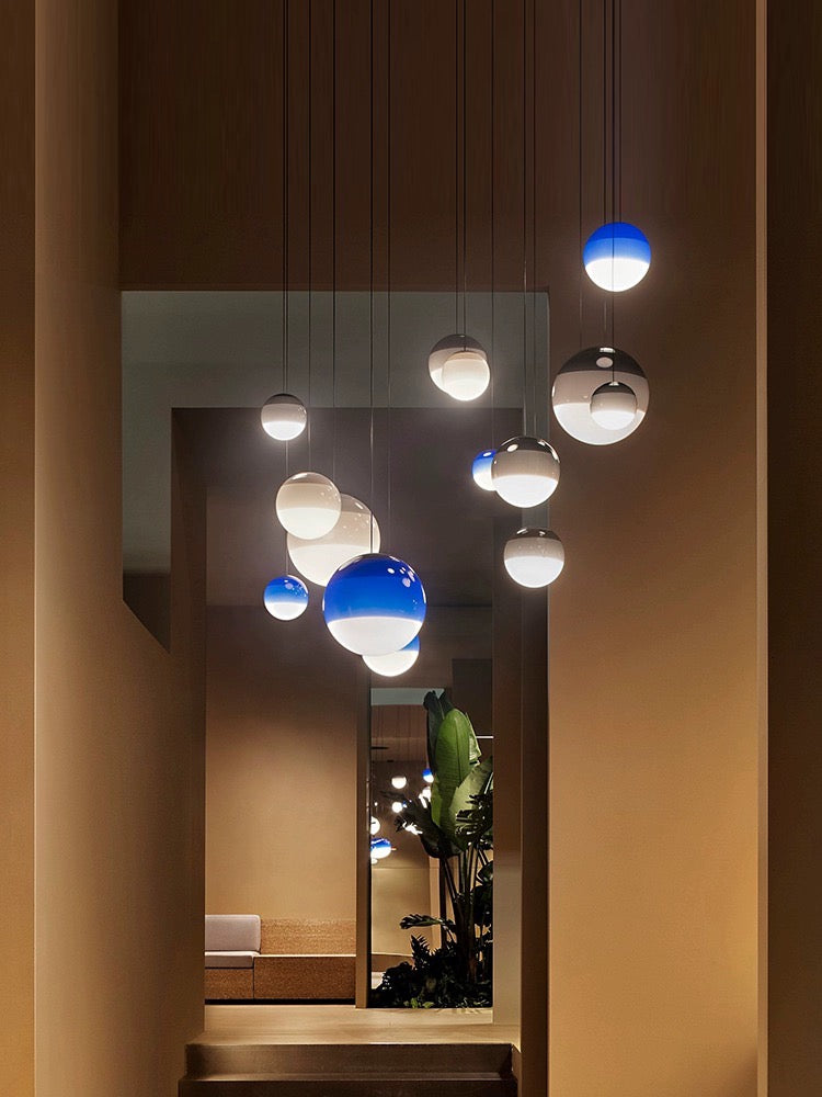 Nowoczesna lampa wisząca LED, ściemnialna – nikiel szczotkowany, E27, design z kamienia szklanego