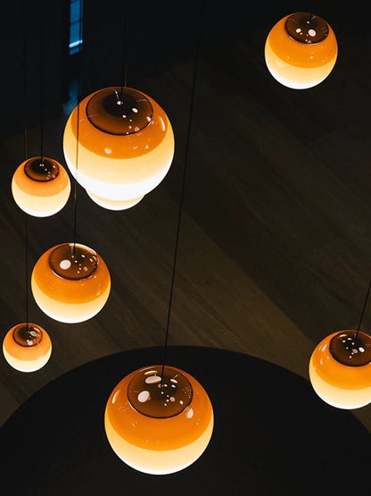 Nowoczesna lampa wisząca LED, ściemnialna – nikiel szczotkowany, E27, design z kamienia szklanego