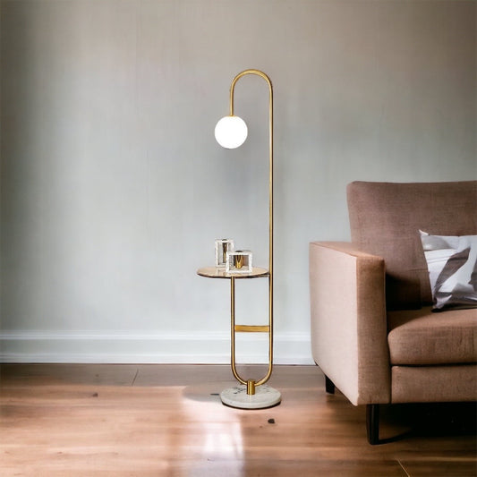 Oranthe Luno | LED‑Stehleuchte im nordischen Stil mit integriertem Beistelltisch