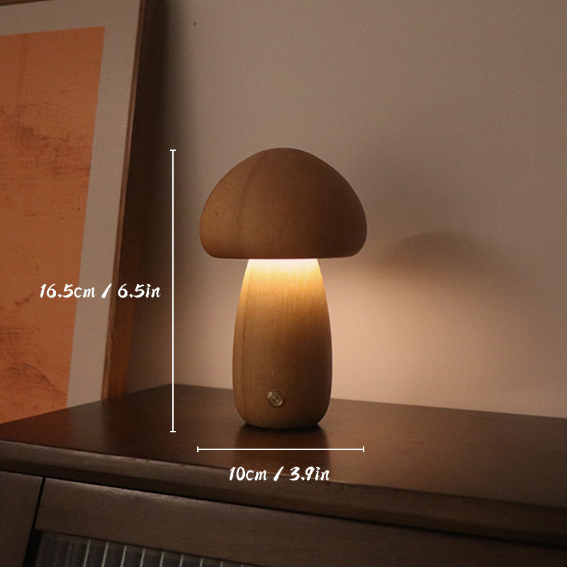 Lunaris Shroom | Wiederaufladbare Tischlampe im Holz-Pilz-Design