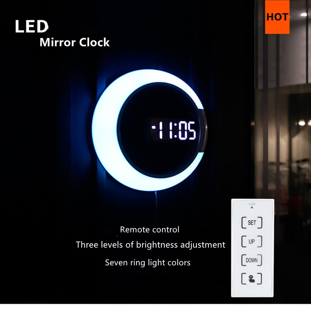 RingLite Halo | Digitale LED-Wanduhr mit Ringlicht in modernem Design