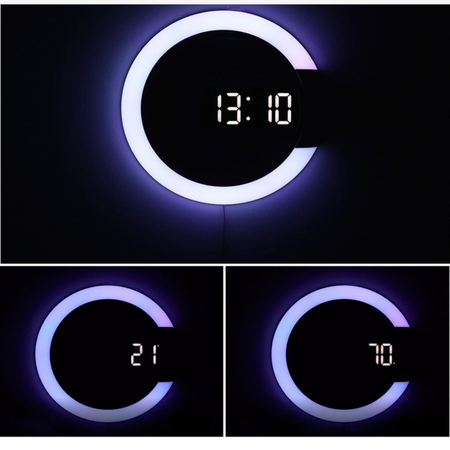 RingLite Halo | Digitale LED-Wanduhr mit Ringlicht in modernem Design