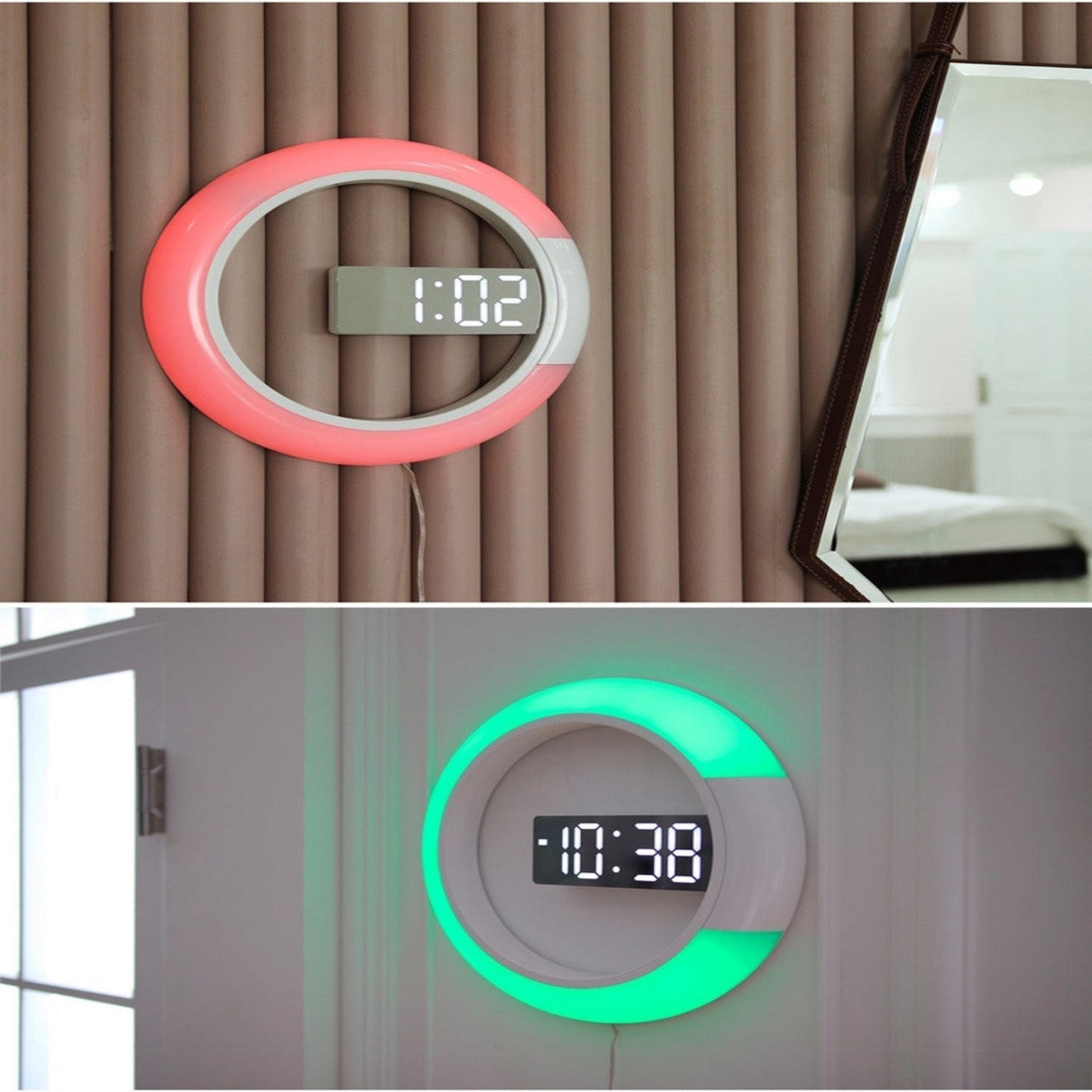 RingLite Halo | Digitale LED-Wanduhr mit Ringlicht in modernem Design