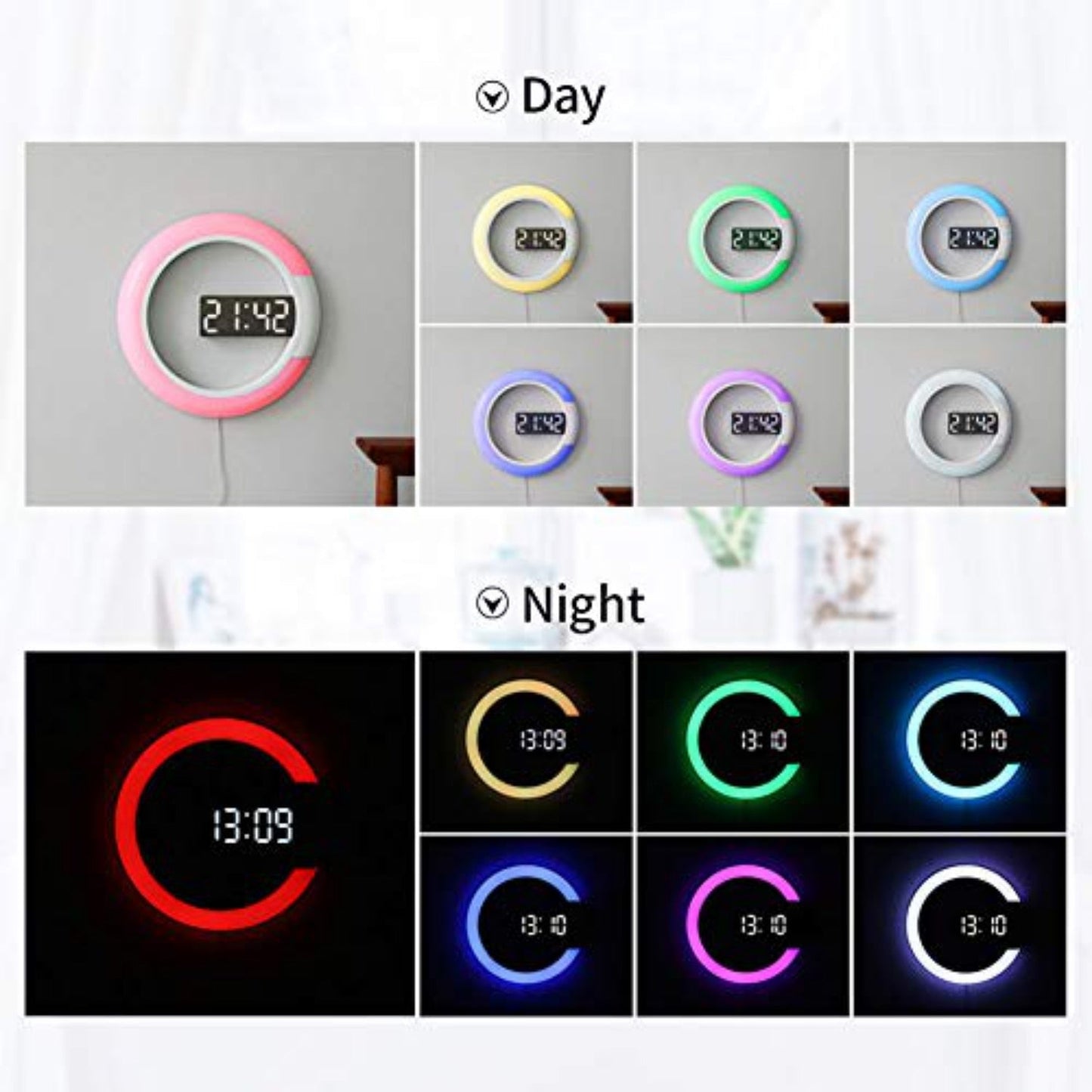RingLite Halo | Digitale LED-Wanduhr mit Ringlicht in modernem Design