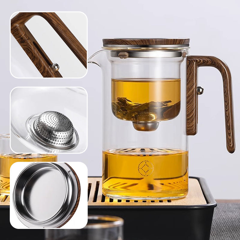 TeakBrew Teekanne | Glasteekanne mit Holzgriff & integriertem Sieb