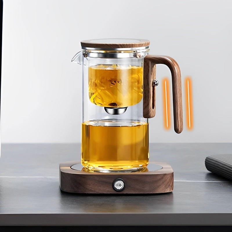 TeakBrew Teekanne | Glasteekanne mit Holzgriff & integriertem Sieb
