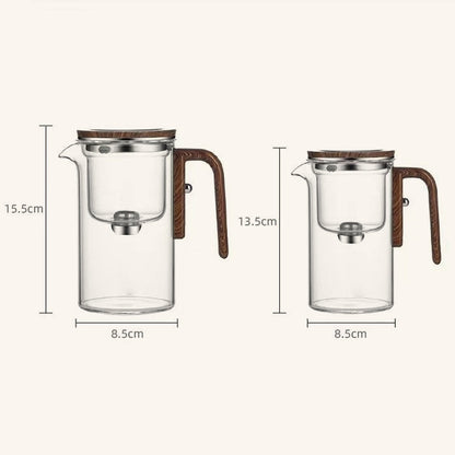 TeakBrew Teekanne | Glasteekanne mit Holzgriff & integriertem Sieb