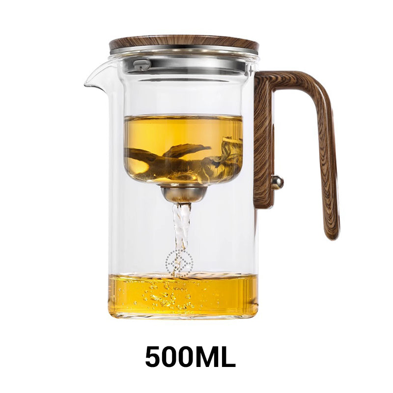 TeakBrew Teekanne | Glasteekanne mit Holzgriff & integriertem Sieb