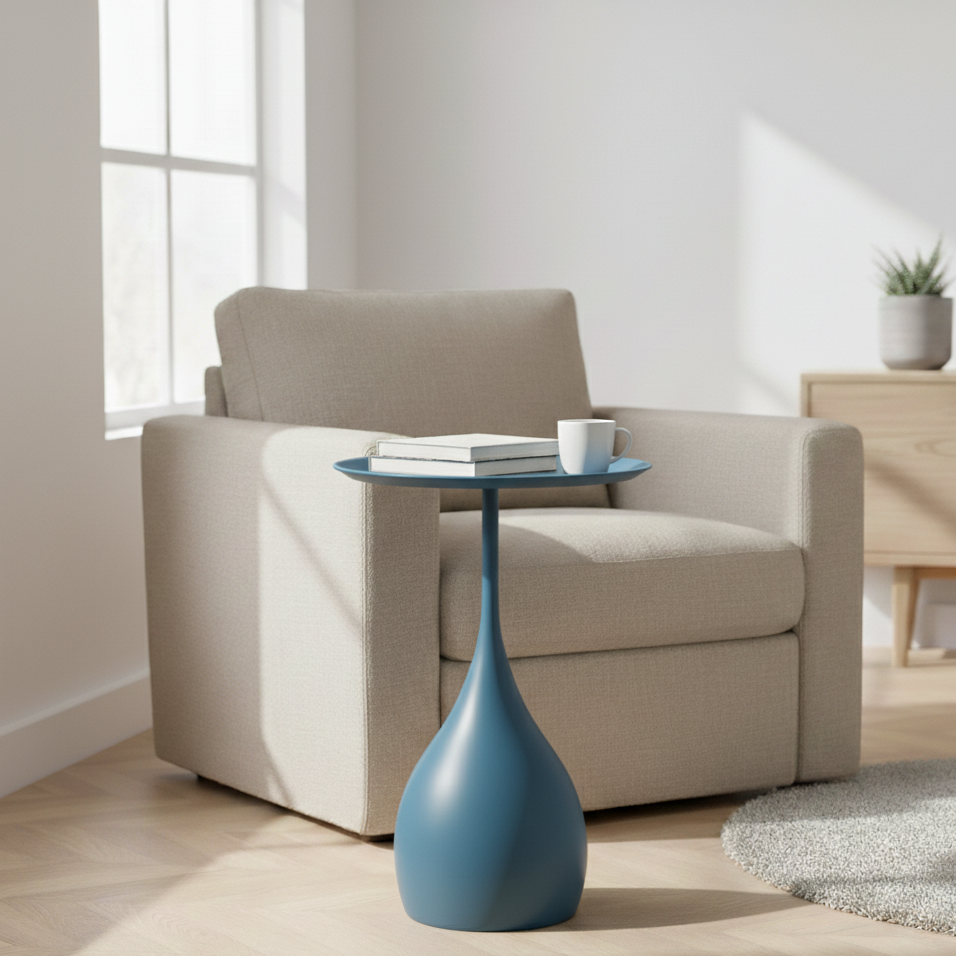 Ariessa Lumo | Mobiele ronde bijzettafel in licht-luxe design voor bank & bed
