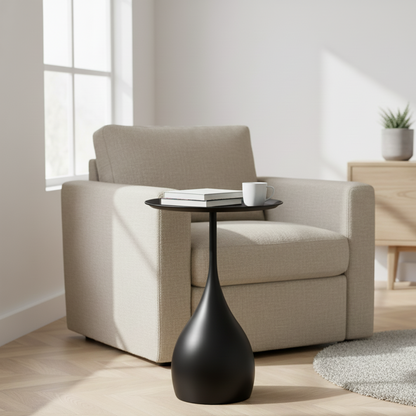 Ariessa Lumo | Mobiele ronde bijzettafel in licht-luxe design voor bank & bed