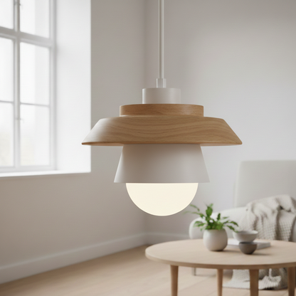 ScandiGlow hanglamp – Noordse LED hanglamp van hout & metaal in macaron-ontwerp