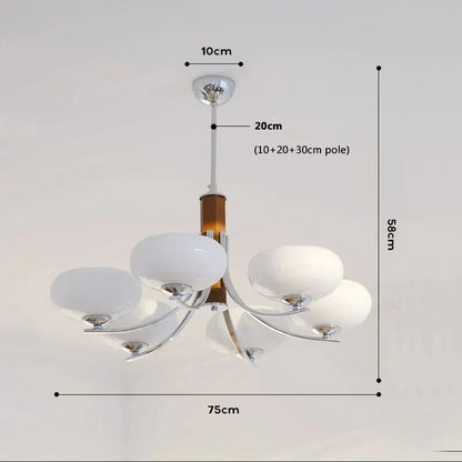 Lunaro | Bauhaus Kronleuchter mit 3/5 Opalglas-Köpfen