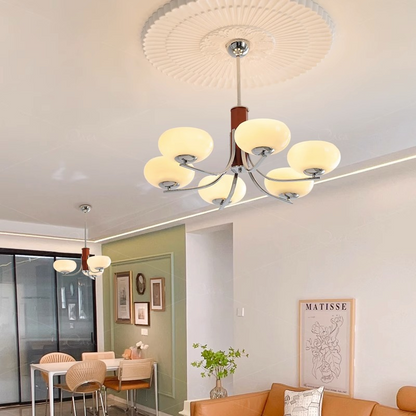 Lunaro | Bauhaus Kronleuchter mit 3/5 Opalglas-Köpfen
